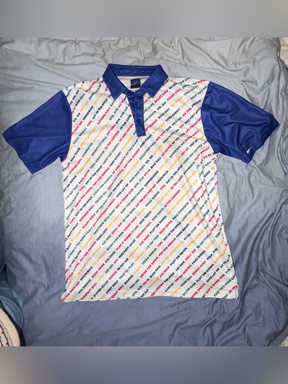 ReadyGOLF "Golf Expressions" Performance Polo Shirt L - Funny Golf Lingo Print